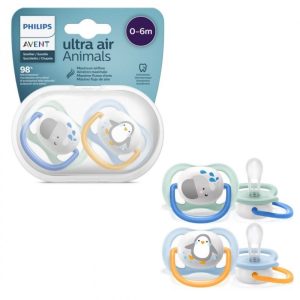 Avent Sucette Ultra Air Animals 0-6m Boy Elph/Peng