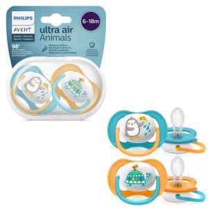 Avent Sucette Ultra Air Animals 6-18m Boy Peng/Tort