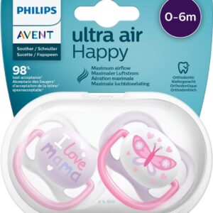 Avent Sucette Ultra Air Happy 0-6m Girl Mama/Butterfly Scf080/02