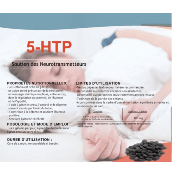 Indoka 5-HTP Soution des Neurotransmetteurs 100mg 60 Gélules – Image 2